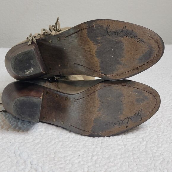 Sam Edelman Size 8.5M Louie Fringe Ankle Boots Suede Western Boho Zipper Brown - Picture 8 of 10